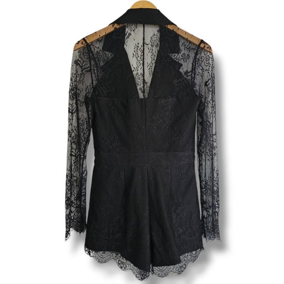 Blithe Lace Romper Size S Black Sheer Long Sleeve Collared Sexy Fairy Whimsigoth - Picture 2 of 14